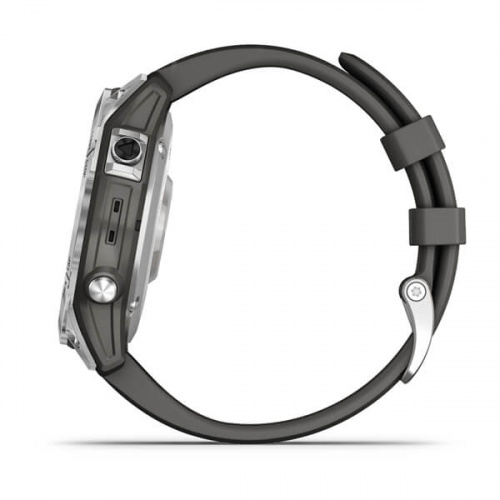 Умные часы Garmin Fenix 7 серебристый с графитовым силиконовым ремешком 47 мм, серый фото 7