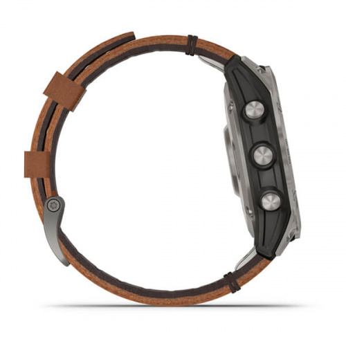 Умные часы Fenix 7 Sapphire Solar титановый серый с коричневым кожаным ремешком 47 мм фото 2