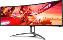 Монитор AOC 48.8", VA, UltraWide, 5120х1440, изогнутый, 4 мс, 165 Гц, AMD FreeSync Premium Pro, nVidia G-Sync Compatible, 400 кд/м2, 178°/178°, 3xHDMI, DisplayPort, USB Type-C, динамики, чёрный