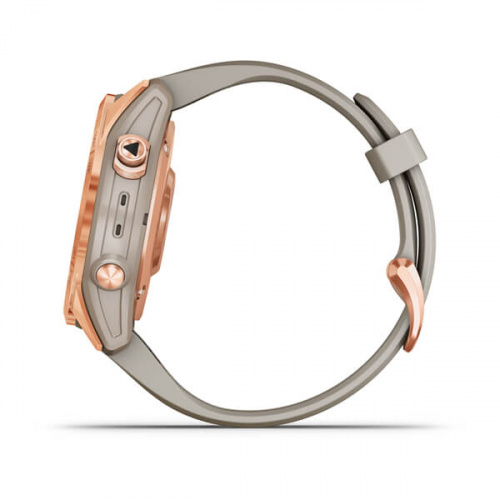 Умные часы Garmin Fenix 7S Solar 42 мм, цвета розовое золото с песочным силиконовым ремешком фото 4