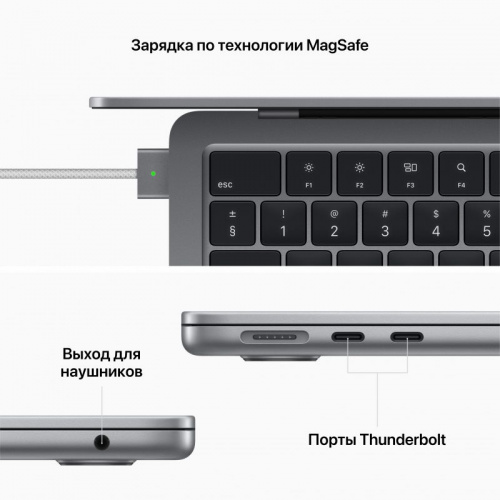 APPLE Ноутбук Apple MacBook Air A2681, 13.6" (2560x1664) Retina IPS/Apple M2/8ГБ/256ГБ SSD/M2 8-core GPU/MacOS/Английская клавиатура, серый космос [MLXW3LL/A] фото 3