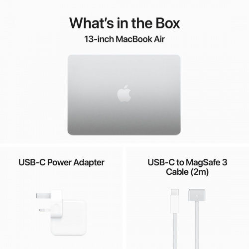 APPLE Ноутбук APPLE MacBook Air 13 Silver (M3/8Gb/512Gb SSD/MacOS) ((MRXR3ZP/A)) нужен переходник на EU фото 5