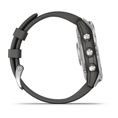 Умные часы Garmin Fenix 7 серебристый с графитовым силиконовым ремешком 47 мм, серый фото 4