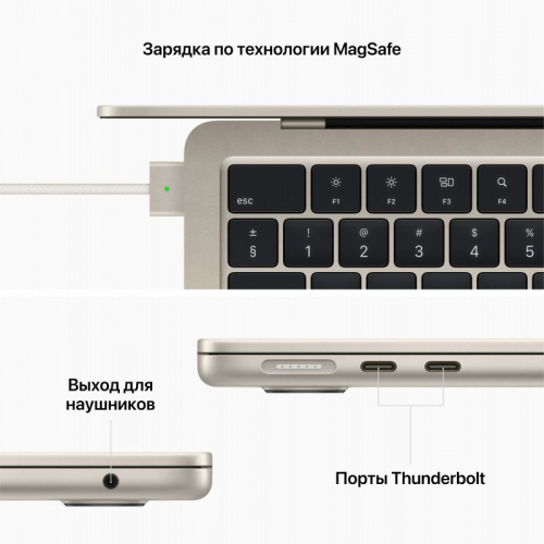 APPLE Ноутбук Apple MacBook Air A2681, 13.6" (2560x1664) Retina IPS/Apple M2/8ГБ/256ГБ SSD/M2 8-core GPU/MacOS/Английская клавиатура, сияющая звезда [MLY13LL/A] фото 3