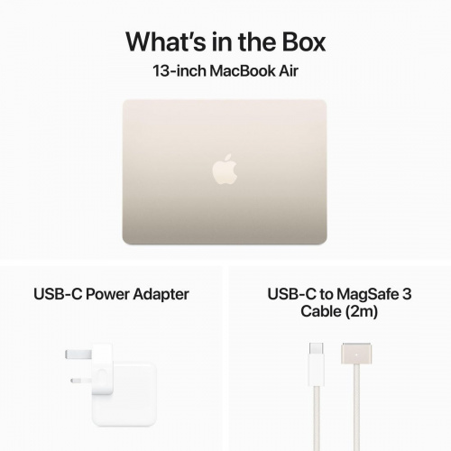 APPLE Ноутбук APPLE MacBook Air 13 Starlight (M3/8Gb/512Gb SSD/MacOS) ((MRXU3ZP/A)) нужен переходник на EU фото 5