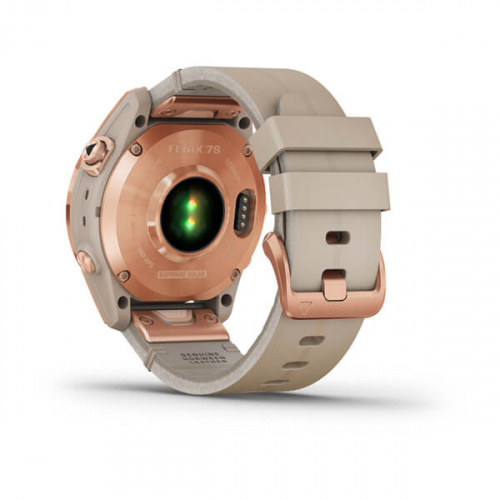 Умные часы GARMIN FENIX 7S Sapphire Solar 42 мм, титановый цвета розовое золото с песчаным кожаным ремешком фото 4